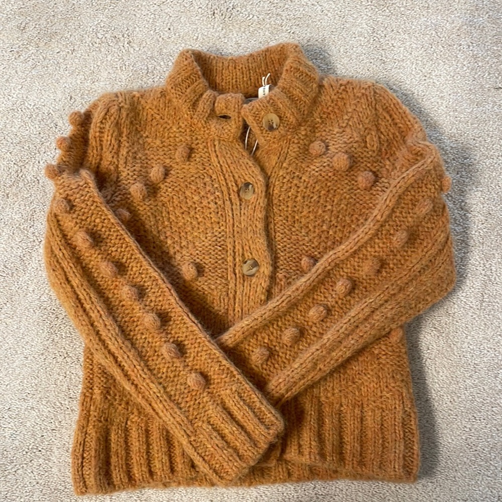 Faherty Pom Cardigan in Ember XS
